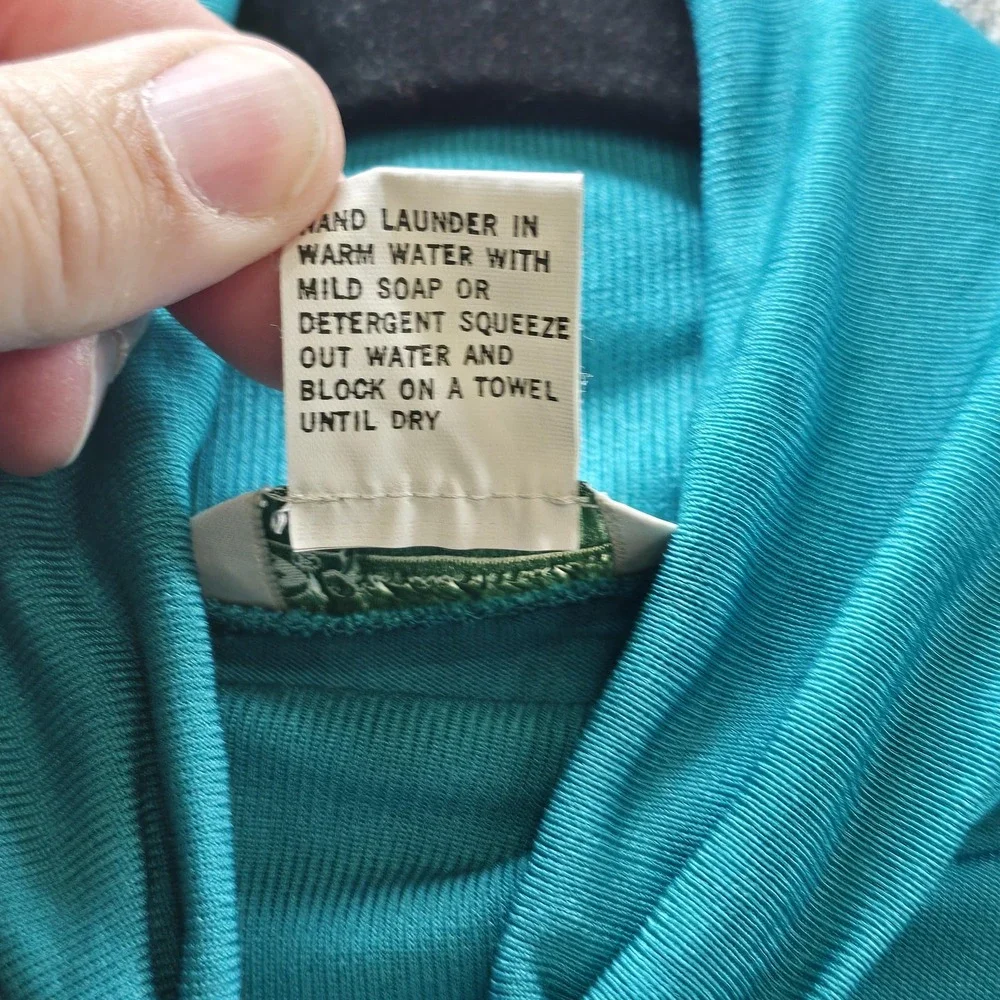 Vintage Gander Mountain 100% Silk Base Layer Set M Turquoise Turtleneck Long Joh